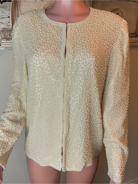 Laurence Kazar Jackets & Blazers - Vintage Laurence Kazar Beaded New York Evening Jacket Large 100% Silk Elegant